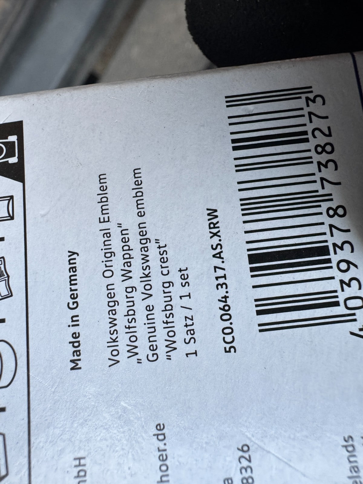 GENUINE VOLKSWAGEN WOLFSBURG EMBLEM DECORATIVE FILM SET BLACK 5C0064317ASXRW