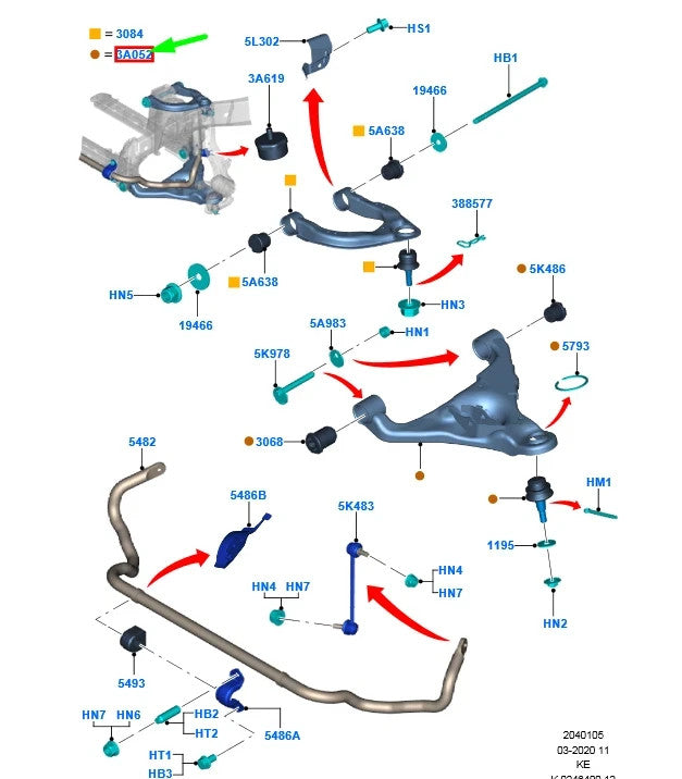 FORD RANGER T6 Front Left Lower Control Arm 2354160 JB3C-3079-A2C NEW GENUINE