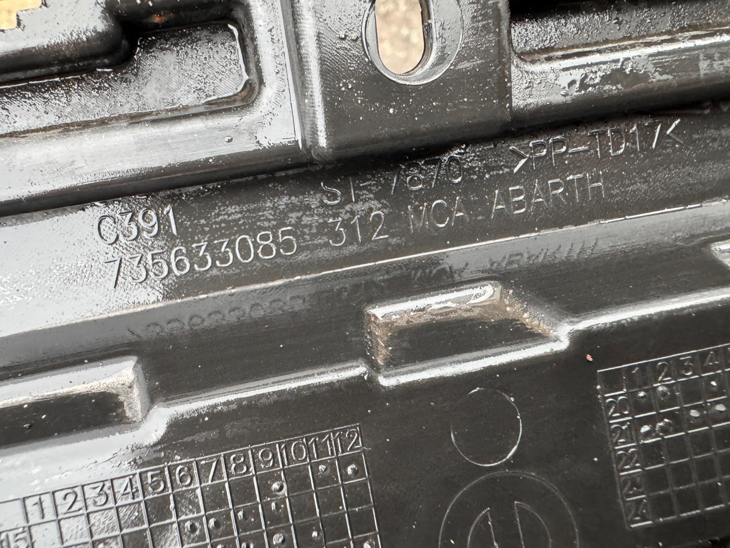 2021 FIAT Abarth 595 Rear Bumper Diffuser / Moulding Trim 735633085 GENUINE