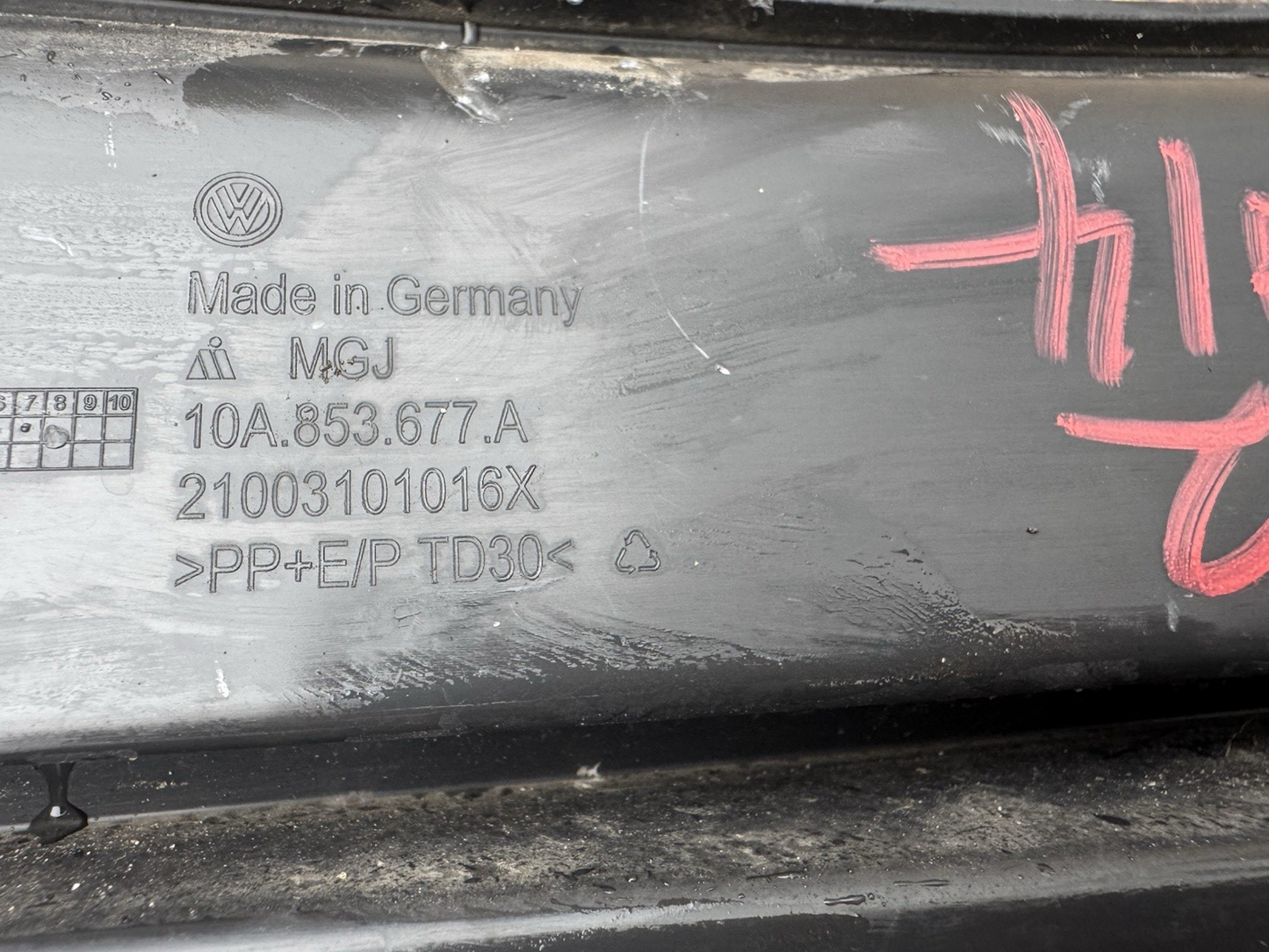 VW ID.3 Front Bumper Lower Grill 2023 Onwards 10A853677A Genuine