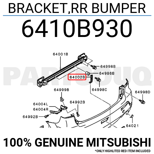 6410B930 Support de pare-chocs d'origine Mitsubishi ASX RR