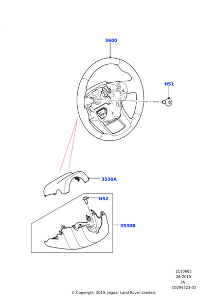 Volant LR115724 pour Discovery Sport 2015 sur Range Rover Evoque 2019 sur 