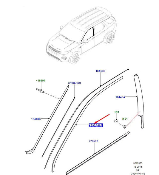 LR RR VELAR L560 bal első ajtó felső díszléc LR058480 ÚJ EREDETI