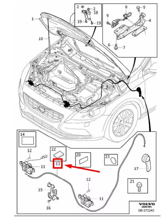 OEM VOLVO V40 HATCHBACK REAR BONNET LOCK CABLE 31278800 NEW