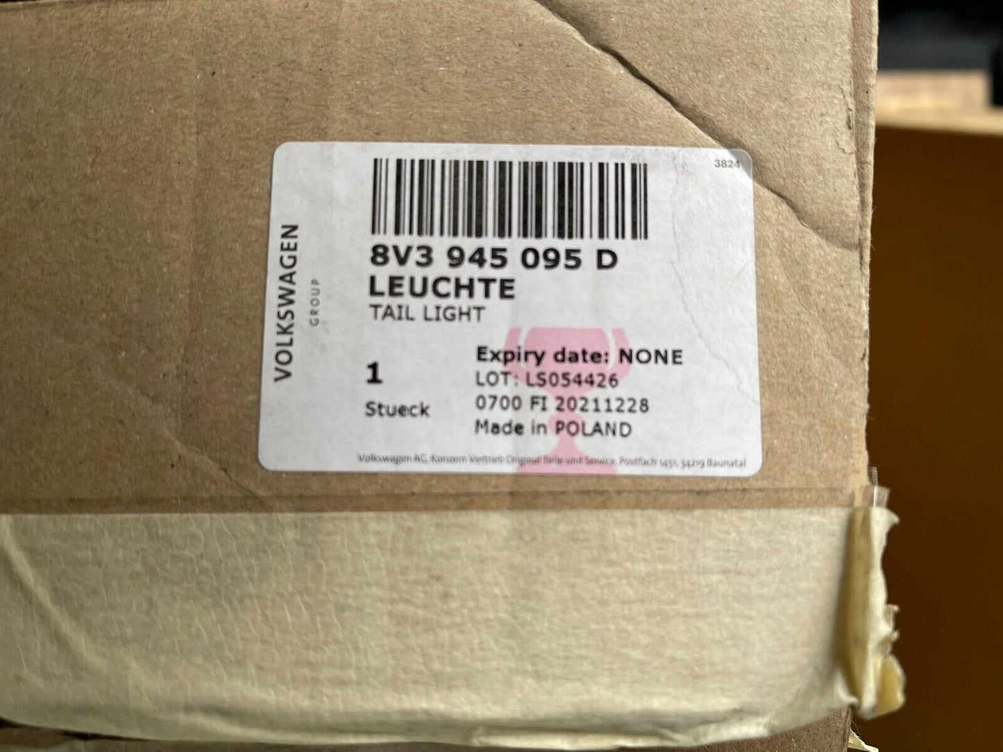 OE AUDI A3 2012-2020 5 portes N/S passagers feu arrière de coffre intérieur lampe arrière gauche