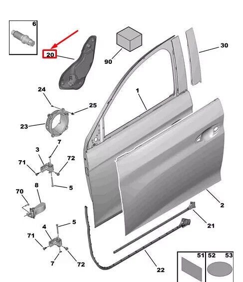 PEUGEOT 208 MK2 P21 Front Left Door Sealing Panel 9823198680 New Genuine