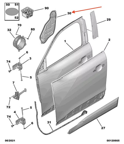 PEUGEOT 2008 Front Right Door Sealing Panel 9825974680 New Genuine