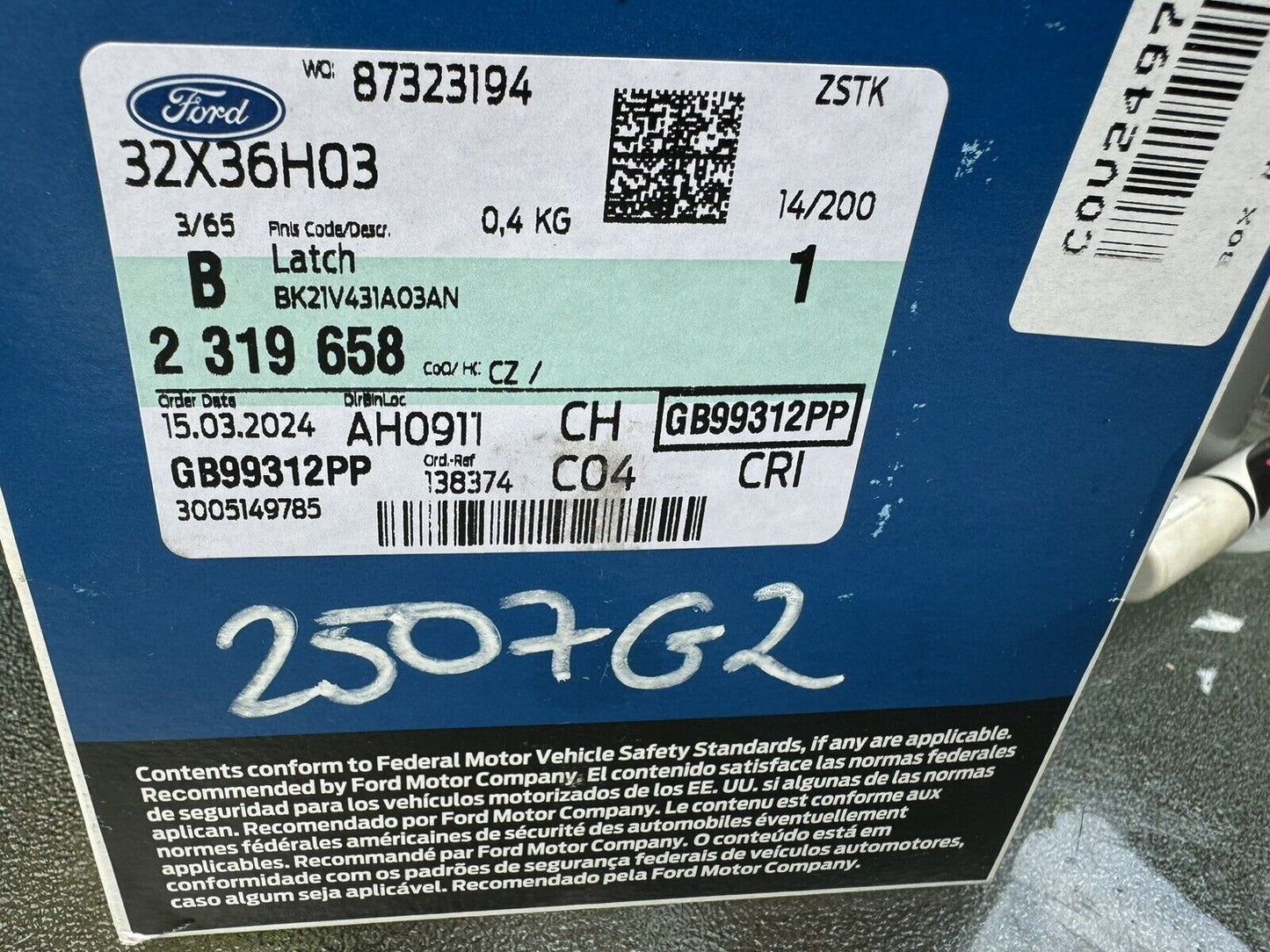 FORD TRANSIT CUSTOM MK8 DOOR LOCK LEFT REAR BOTTOM 2013-2018 BK21V431C07AC