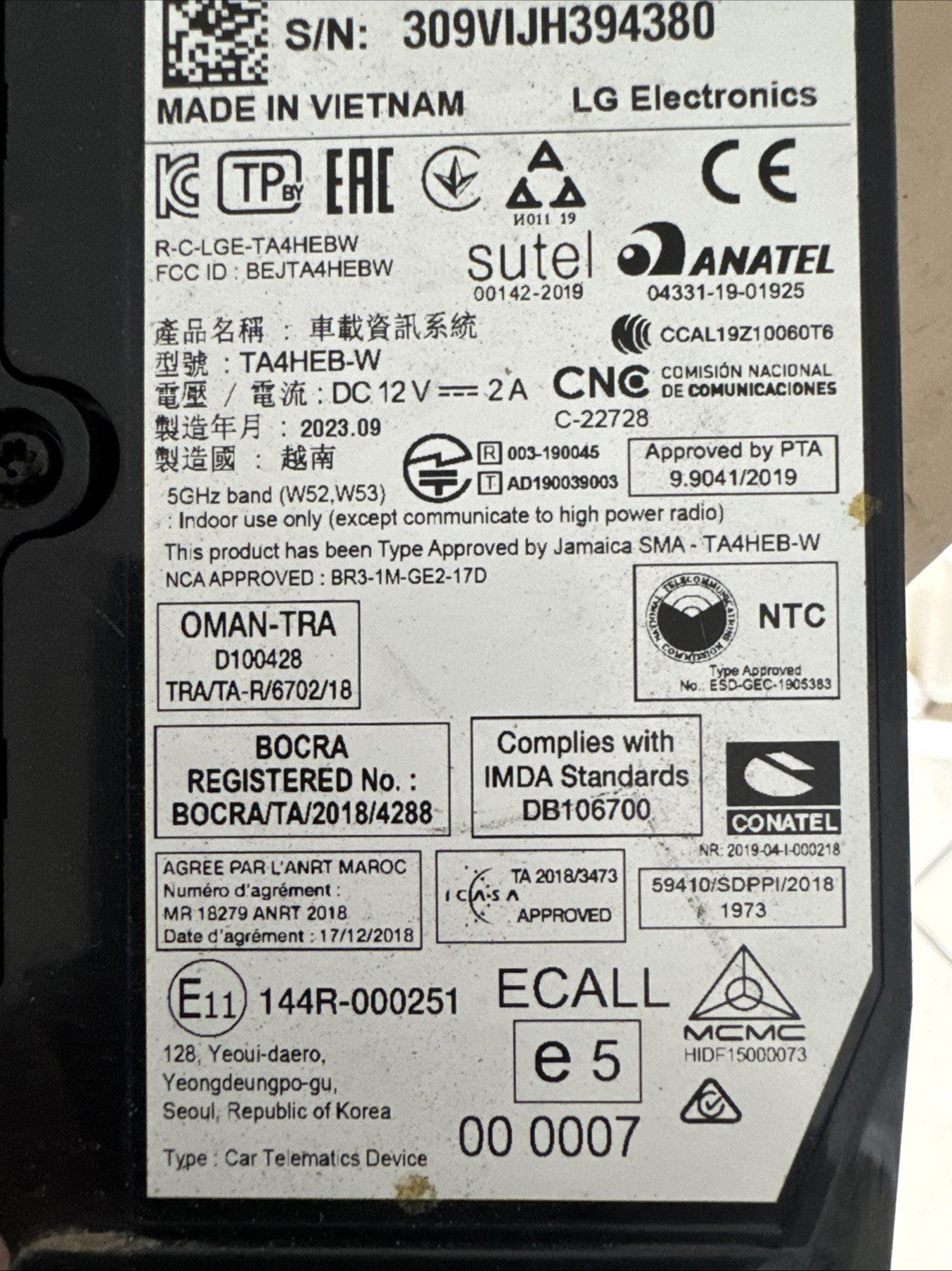 2023 LAND ROVER DEFENDER/ipace/evoque Etc TELEMATICS CONTROL MODULE L8B270718AY