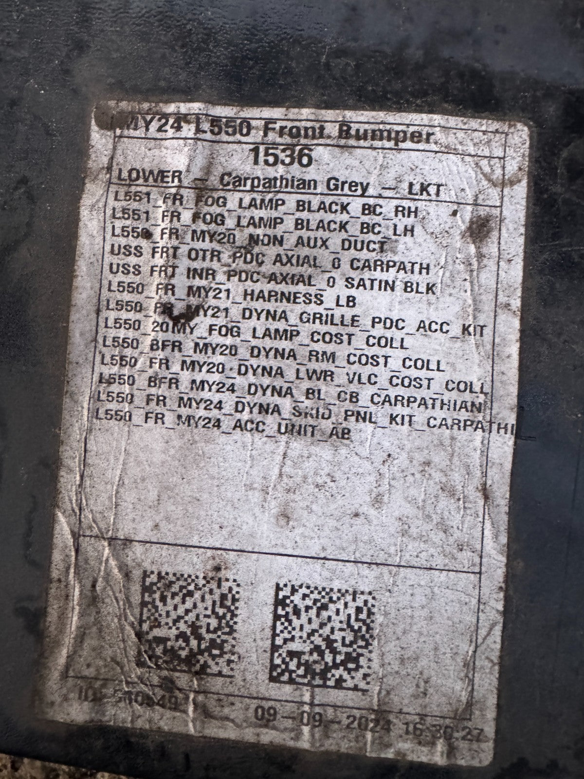 2024 LAND ROVER DISCOVERY SPORT L550 R-DYNAMIC FRONT UPPER & LOWER BUMPER