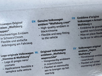 GENUINE VOLKSWAGEN WOLFSBURG EMBLEM DECORATIVE FILM SET BLACK 5C0064317ASXRW