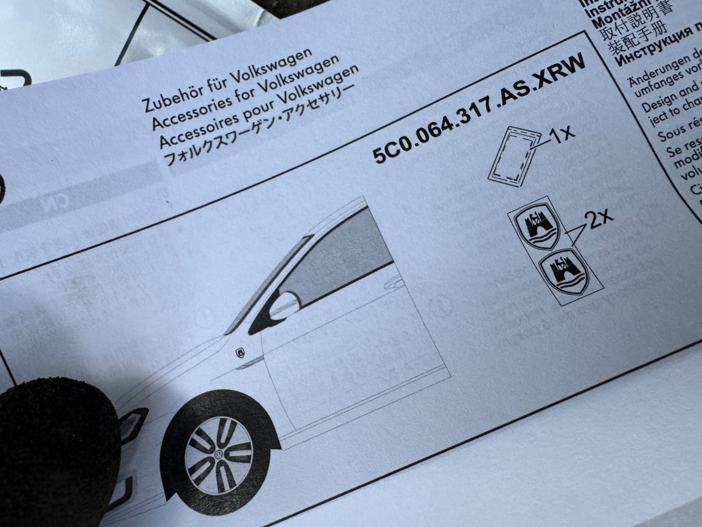 GENUINE VOLKSWAGEN WOLFSBURG EMBLEM DECORATIVE FILM SET BLACK 5C0064317ASXRW