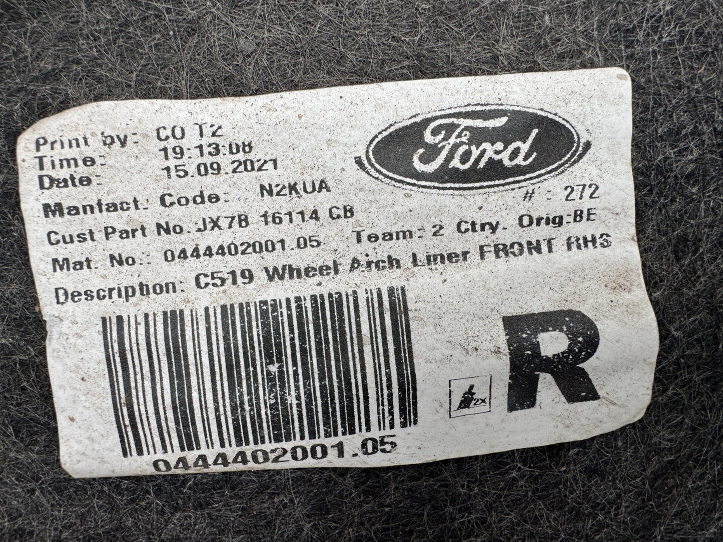 Genuine Ford Focus O/S Front Wheel Arch Liner 2018-On 2481503