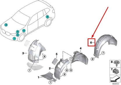BMW X4 G02, F98 Rear Left Wheel Housing Cover 51717443105 7443105