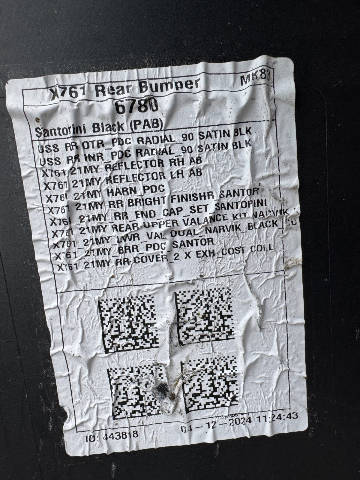 2024 GENUINE JAGUAR F-PACE X761 Scratched REAR PDC BUMPER 2020-ON MK8317D781AAW