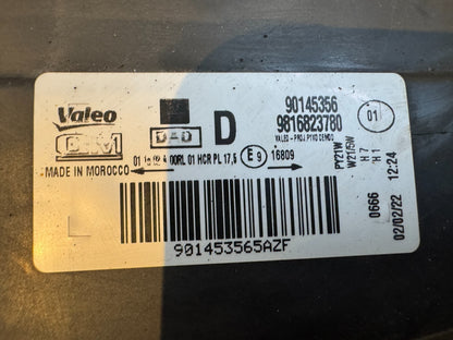 Vauxhall Combo E MK5 2018 RIGHT O/S Headlamp 9816823780 DAMAGED