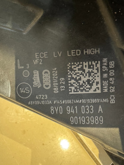 AUDI RS3 A3 S3 LED MATRIX 2020-2024 LEFT SIDE HEADLIGHT 8Y0941033A