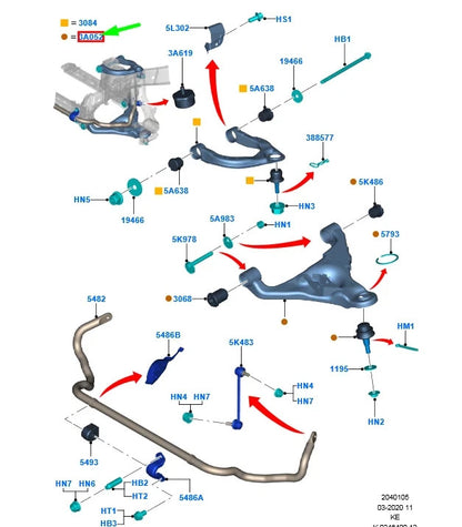 FORD RANGER T6 Front Left Lower Control Arm 2354160 JB3C-3079-A2C NEW GENUINE