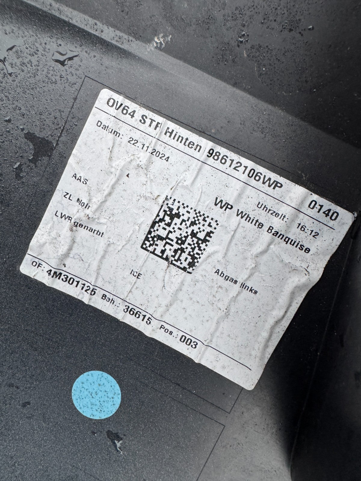 VAUXHALL GRANDLAND 2024-ON REAR RIGHT BUMPER CORNER 9852919680