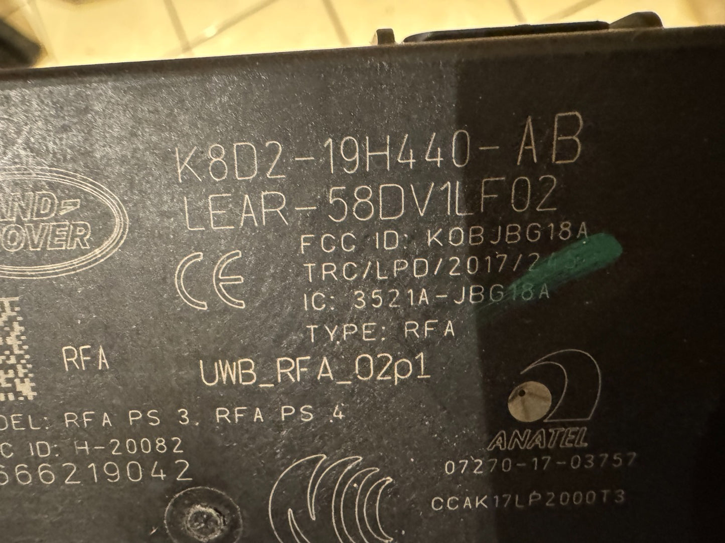 RANGE ROVER EVOQUE L551 KEYLESS RECEIVER CONTROL MODULE ECU K8D219H440AB 2021