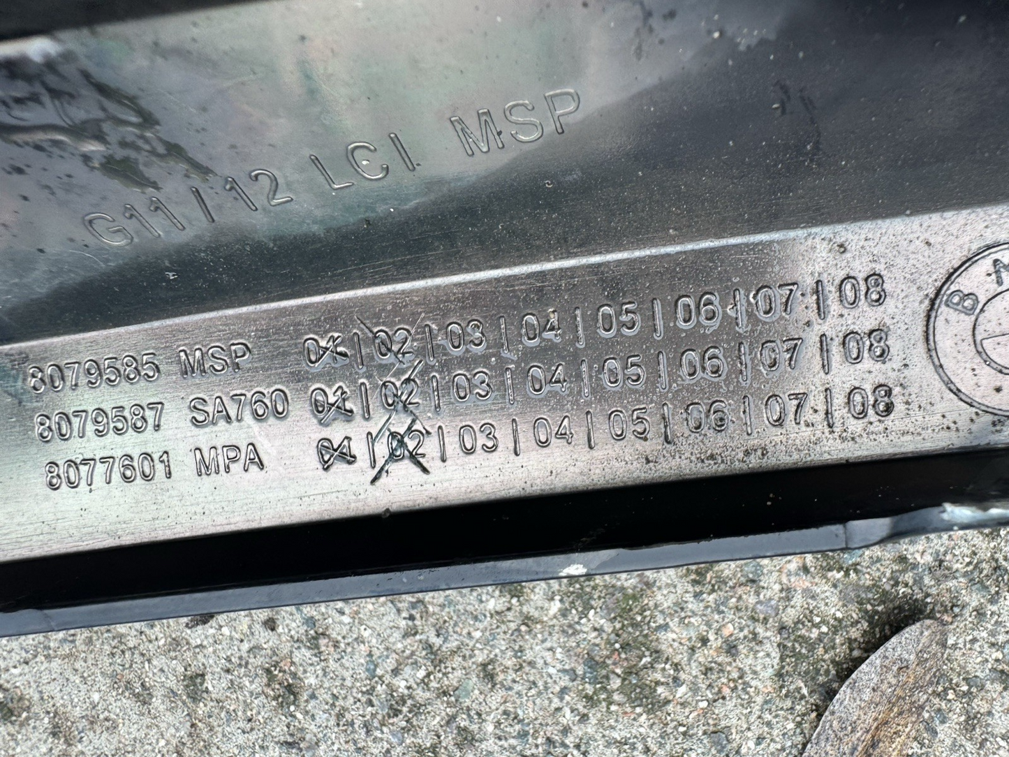 BMW G11 G12 BUMPER GRILLE STRIP LEFT M CHROME 5118079585 2017-23