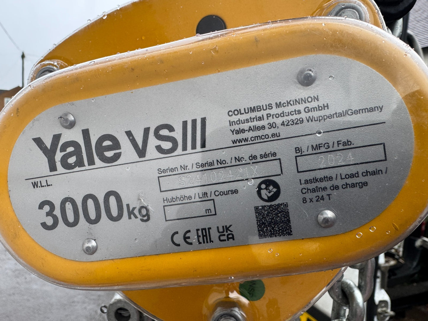 Yale VSIII 3000kg Single Fall Chain Block and Tackle Manual Hoist engine hoist