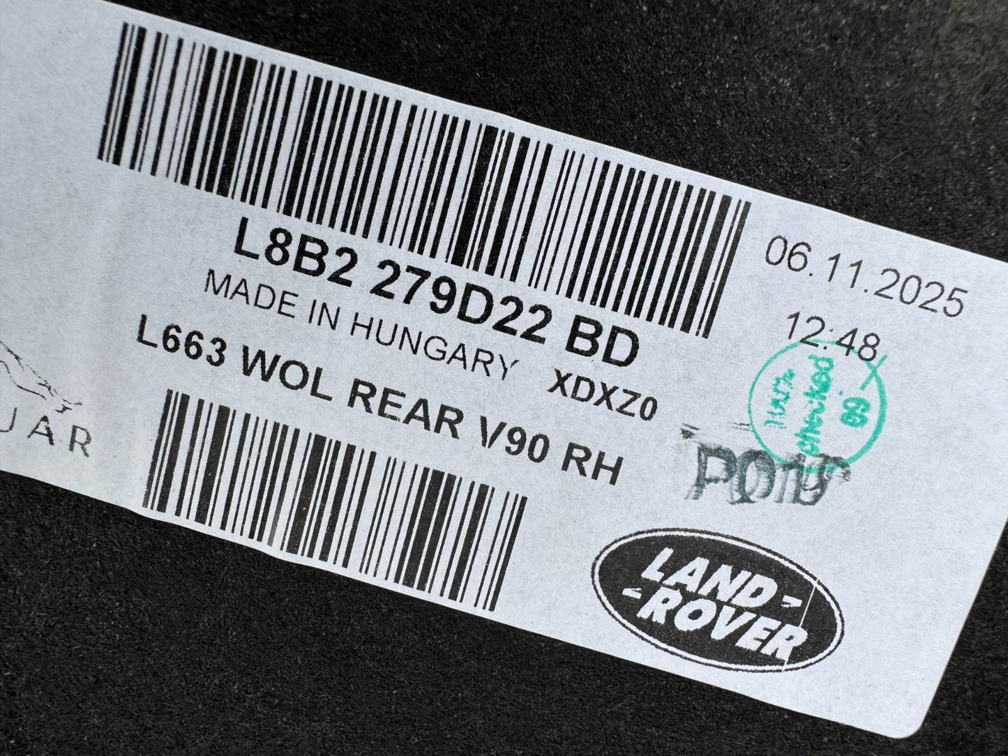 2025 Land Rover Defender L663 Rear Right Splash Wheel Arch Liner L8B2-279D22-BD