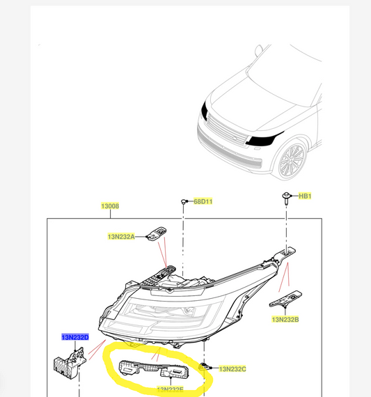 Range Rover (L460)  LEFT Bottom Headlamp Mounting Bracket m8e213n233