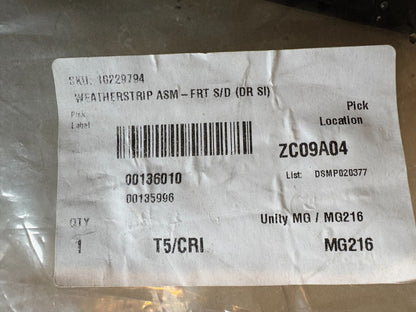 OEM MG ZS EV (19‑24) Front LH Door Weatherstrip Seal 10229794