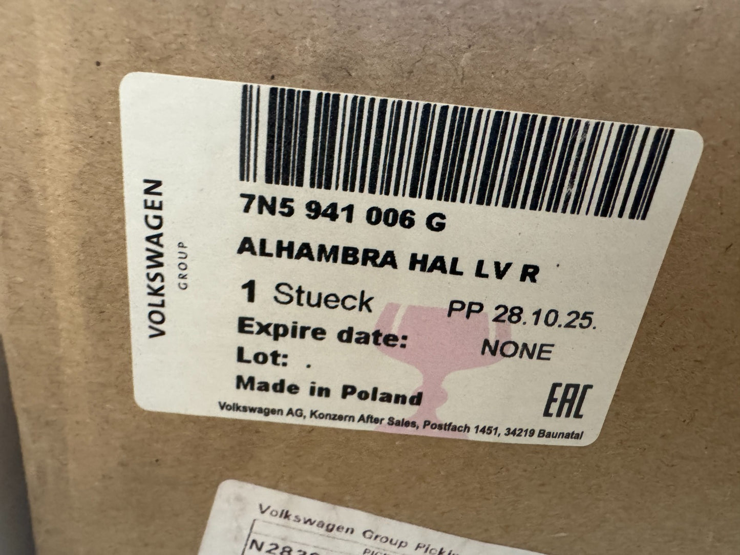 SEAT ALHAMBRA 7N MK2 2011-2021 HALOGEN HEADLIGHT RIGHT DRIVER 7N5941006G **NEW**