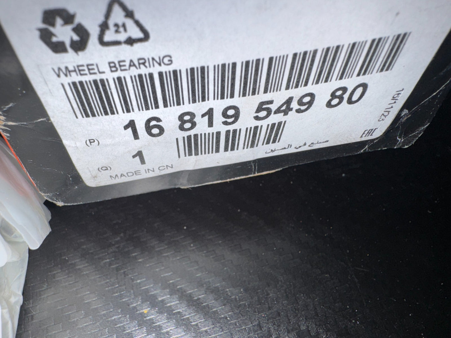 Vauxhall Astra Combo Grandland X Front Wheel Bearing Kit. Eurorepar 1681954980