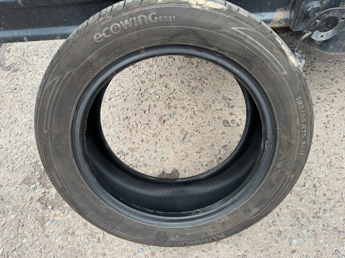 1x 185 55 15 86H XL - Kumho Ecowing ES01 KH27 - Tyre Only 7.5mm no repairs