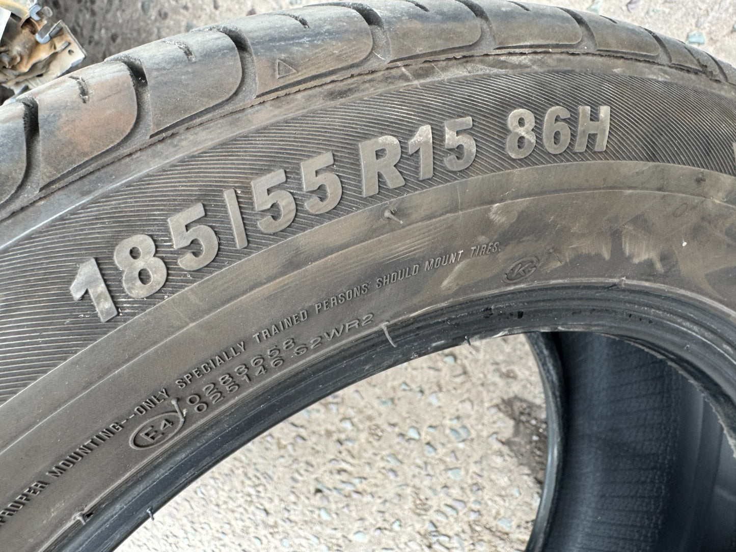 1x 185 55 15 86H XL - Kumho Ecowing ES01 KH27 - Tyre Only 7.5mm no repairs