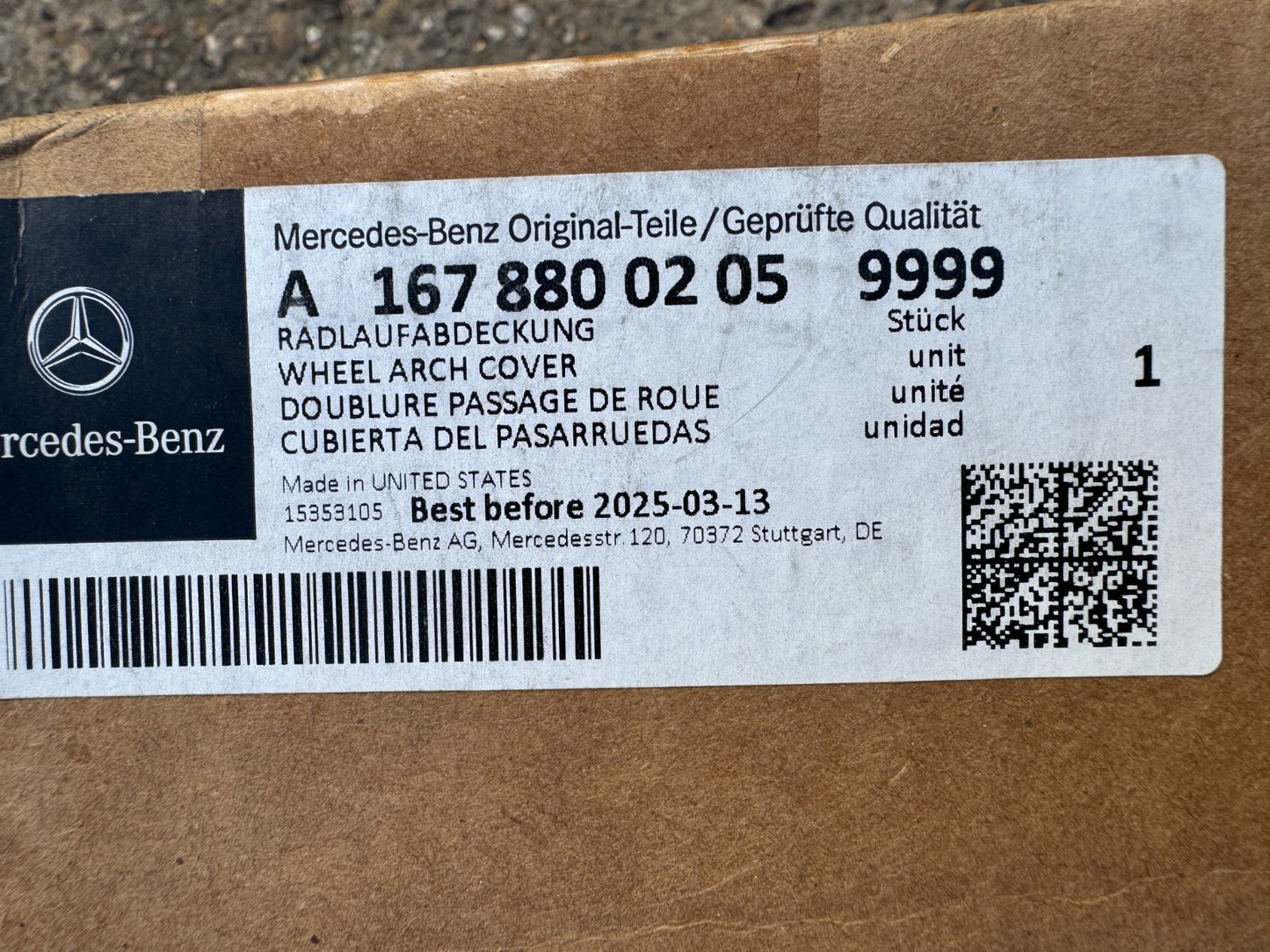 NEW MERCEDES GLE V167 AMG REAR RIGHT WHEEL ARCH MOULDING GENUINE A1678800205