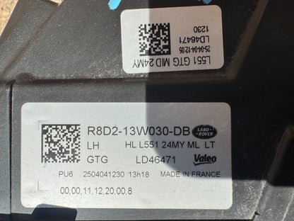 2025 Range Rover Evoque L551 Left LED Headlight 2019 ON R8D213W030DB DAMAGED