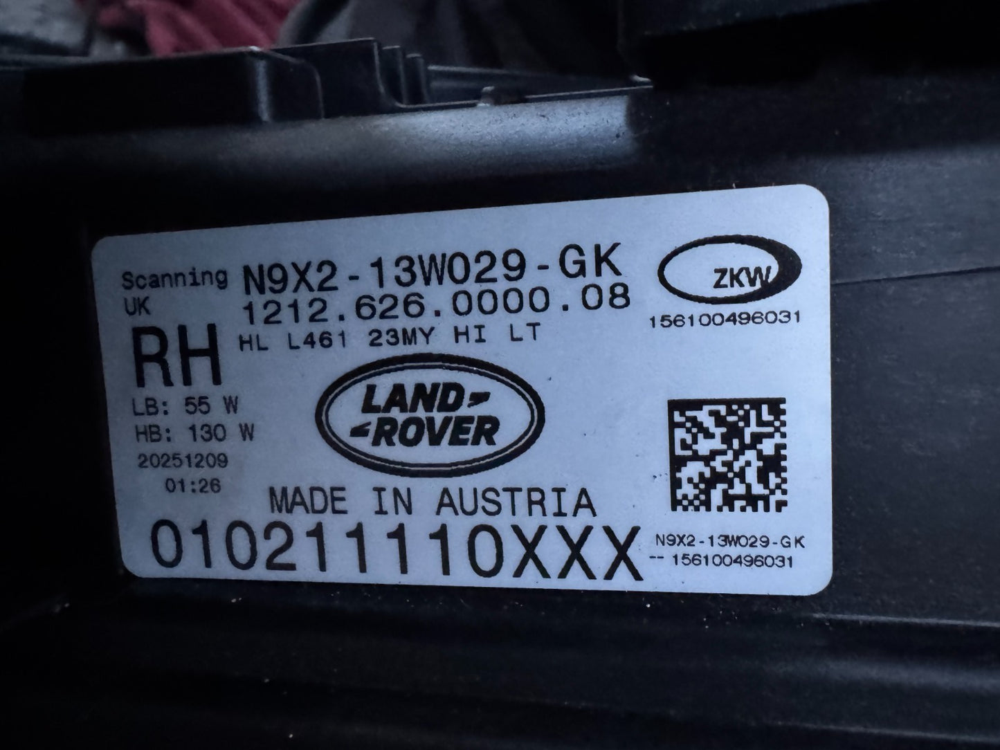 LATEST 2026 RANGE ROVER SPORT RIGHT LED HEADLIGHT N9X213W029GK L461 HIGH LT