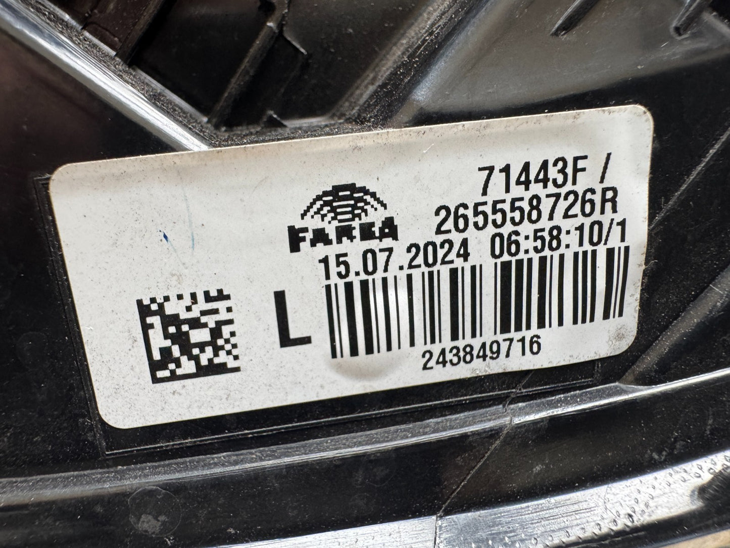 2024 RENAULT CLIO MK5 XJA FACELIFT LEFT TAIL LIGHT 265558726R GOOD CONDITION