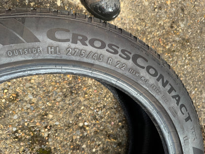 2X 2025 CONTINENTAL CROSS CONTACT RX 275 45 22 115W XL 6.5mm (2 pairs available)