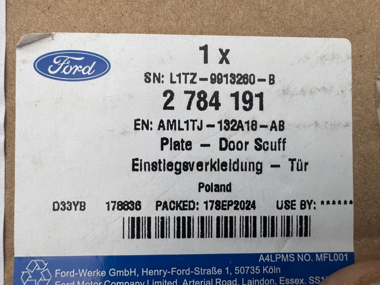 2x Genuine Ford Puma Mk2 Front Door Scuff Plate With Ford Logo 2019- 2784191