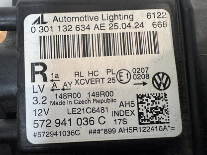 VOLKSWAGEN TIGUAN MK3 DRIVER SIDE RIGHT LED HEADLIGHT GENUINE 572941036C DAMAGED