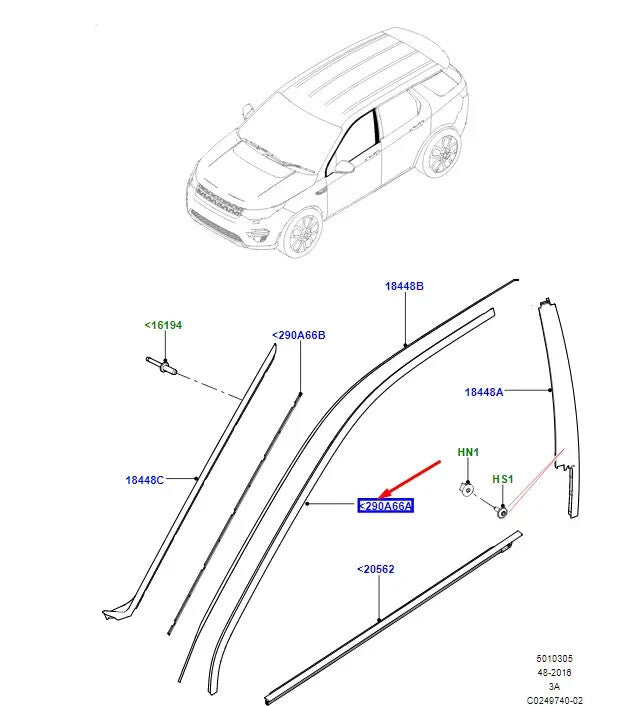 LR RR VELAR L560 Front Left Door Upper Moulding Strip LR058480 NEW GENUINE