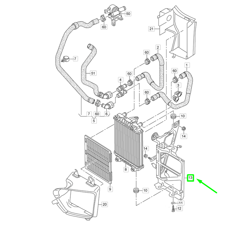 VOLKSWAGEN PASSAT B8 3G Cooler Radiator Bracket 3Q0121093F NEW GENUINE