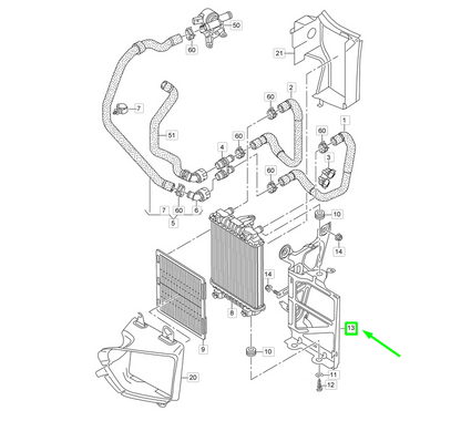 VOLKSWAGEN PASSAT B8 3G Cooler Radiator Bracket 3Q0121093F NEW GENUINE