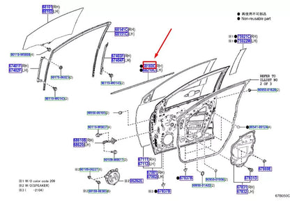 2015 Nẹp chân kính cửa ngoài phía trước bên phải TOYOTA YARIS P21 68160K0011 MỚI
