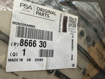 PEUGEOT BIPPER AA โลโก้เพลทฝาท้าย 866630 ของแท้ใหม่