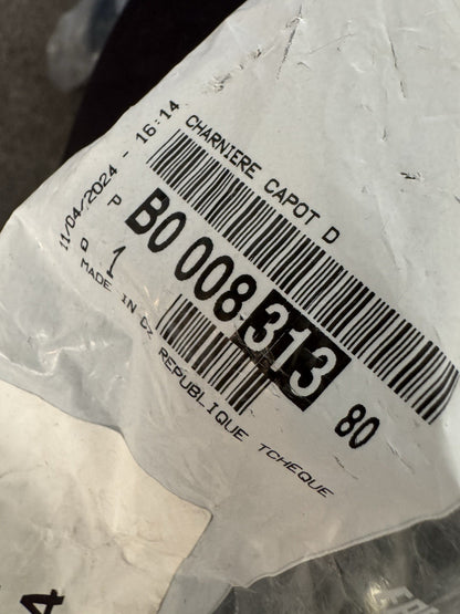 PEUGEOT 108 บานพับฝากระโปรงหน้า B000831380 ใหม่