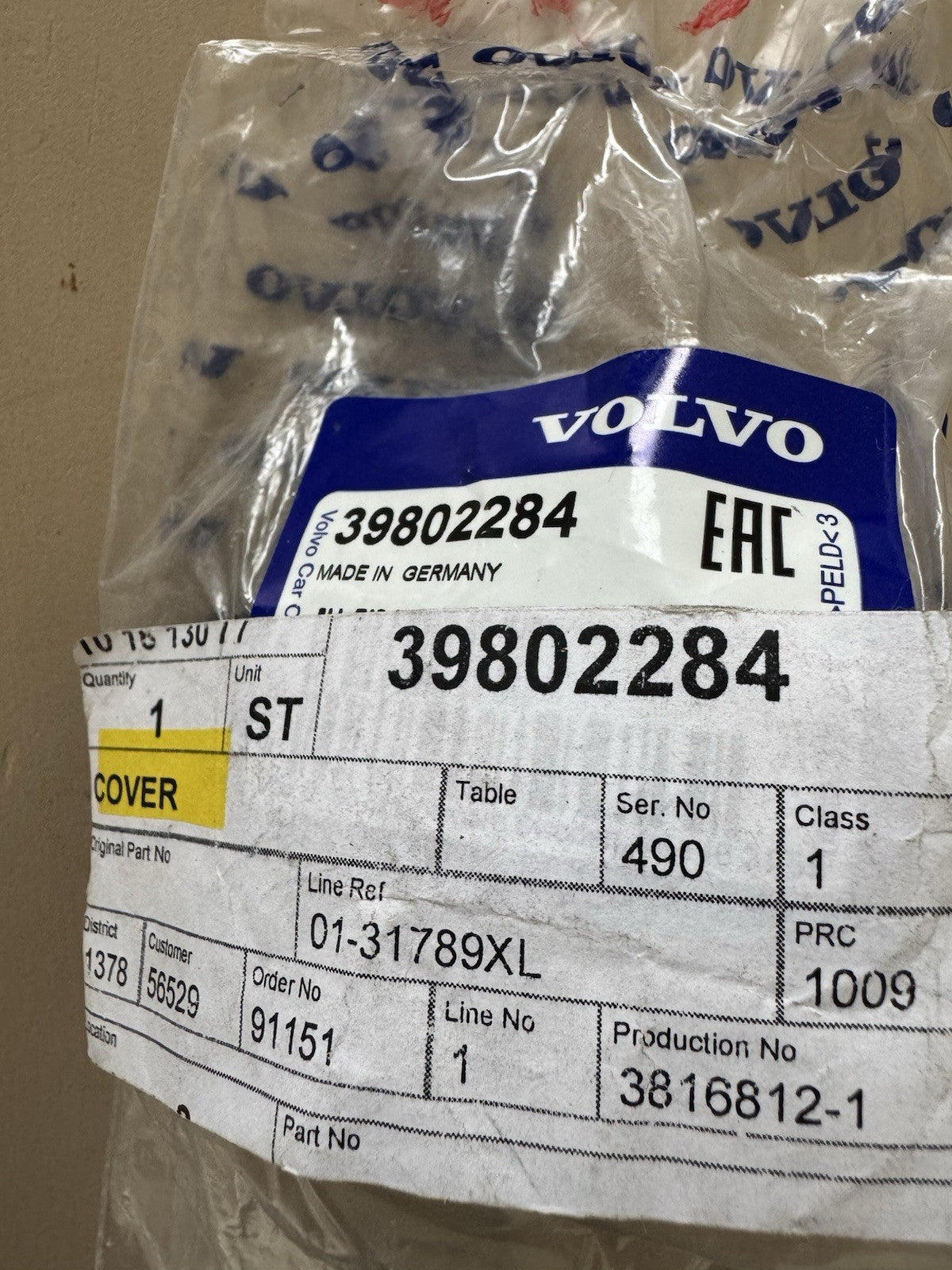 VOLVO S60 MK2 Exterior Door Handle Cover Cap 39802284 NEW GENUINE