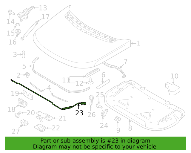 2022 - 2023 Range Rover Bonnet Release Cable hood