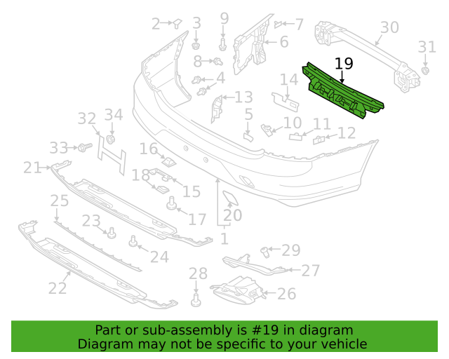 Pát giữa cản sau chính hãng Volvo S90/V90 31477115 2020 trên