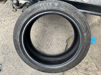 225 45 18 CONTINENTAL PREMIUMCONTACT 6 95V XL 4.5mm NO REPAIRS 2024 X1